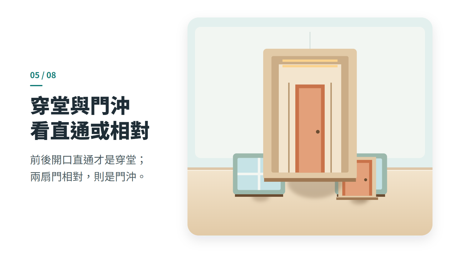 穿堂與門沖 看直通或相對