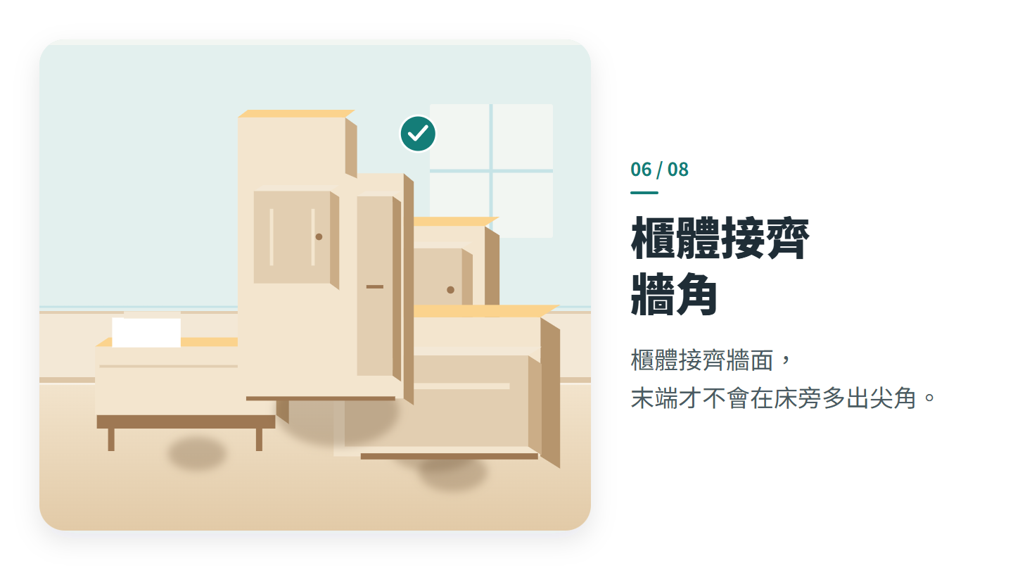 櫃體接齊 牆角